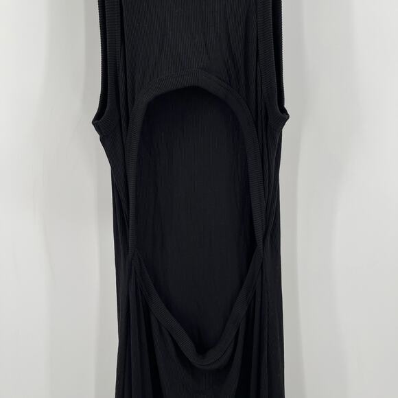LNA CLOTHING Dress SZ Large Rilynn Rib Racer Black Midi NWT Stretch Cutout Back - Picture 9 of 13